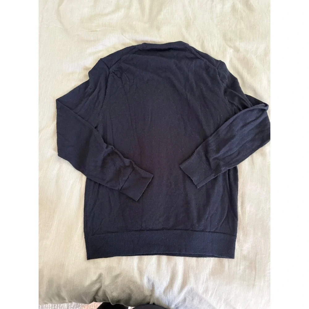 Banana Republic 100% Merino Wool Dark Navy Crewneck Sweater Men's M Quiet Luxury